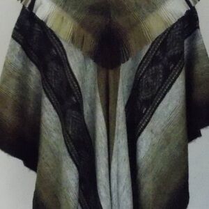 Stylish Black and Gray Poncho